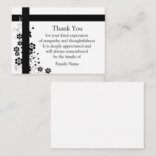 Line Art Flower na begrafenis bedankkaarten Notitiekaartje (Voorkant / Achterkant)