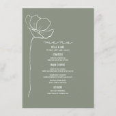 Line Art Flower Sage Green Wedding Menu (Voorkant)
