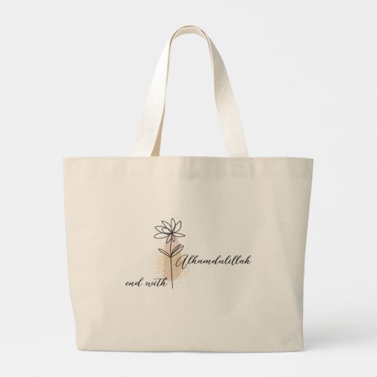 Line Art Flower Start met Bismillah Grote Tote Bag (Achterkant)