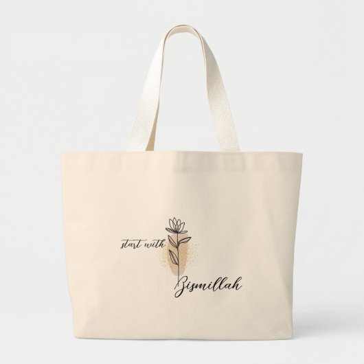 Line Art Flower Start met Bismillah Grote Tote Bag (Voorkant)