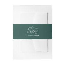 Line Art Flowers Emerald Jewel Tone Wedding Uitnodigingen Wikkel