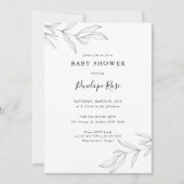 Line Art Foliage Leaf Baby shower Invitation Kaart (Voorkant)
