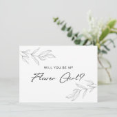 Line Art Foliage Leaf Bloemenmeisje-kaart Bedankkaart (Staand voorkant)