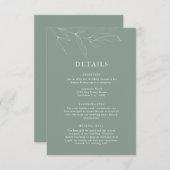 Line Art Foliage Leaf — Details Enclosure Card.. Informatiekaartje (Voorkant / Achterkant)