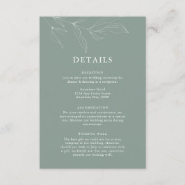 Line Art Foliage Leaf — Details Enclosure Card.. Informatiekaartje