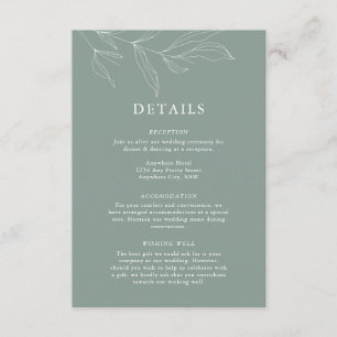 Line Art Foliage Leaf — Details Enclosure Card.. Informatiekaartje