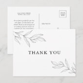 Line Art Foliage Leaf Hartelijk dank briefkaart (Voorkant / Achterkant)