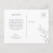 Line Art Foliage Leaf Hartelijk dank briefkaart (Achterkant)