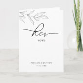 Line Art Foliage Leaf her Vows Kaart (Voorkant)