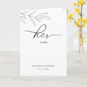 Line Art Foliage Leaf her Vows Kaart (Gele Bloem)