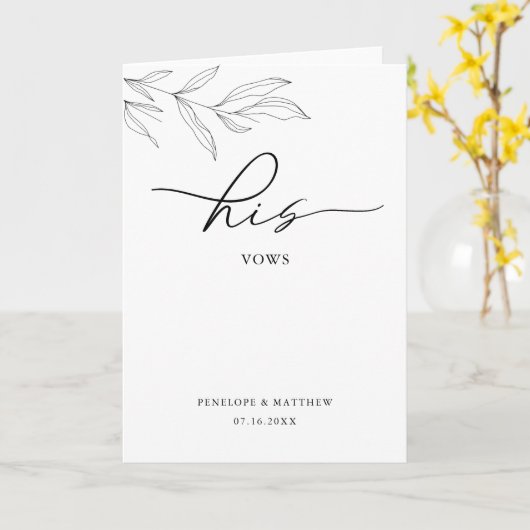 Line Art Foliage Leaf his Vows Kaart (Gele Bloem)