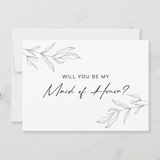 Line Art Foliage Leaf Maid of Honor Kaart (Voorkant)