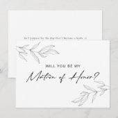 Line Art Foliage Leaf Matron of Honor Kaart (Voorkant / Achterkant)