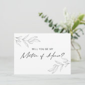 Line Art Foliage Leaf Matron of Honor Kaart (Staand voorkant)