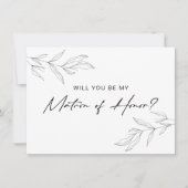 Line Art Foliage Leaf Matron of Honor Kaart (Voorkant)