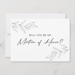 Line Art Foliage Leaf Matron of Honor Kaart
