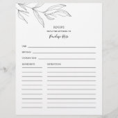 Line Art Foliage Leaf Name Recipcard (Voorkant)