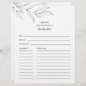 Line Art Foliage Leaf Name Recipcard (Voorkant / Achterkant)