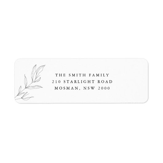 Line Art Foliage Leaf Return Address Label (Voorkant)