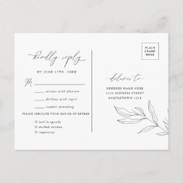 Line Art Foliage Leaf RSVP Briefkaart