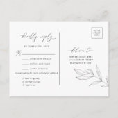 Line Art Foliage Leaf RSVP Briefkaart (Achterkant)