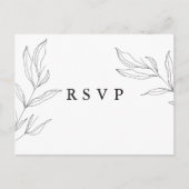 Line Art Foliage Leaf RSVP Briefkaart (Voorkant)