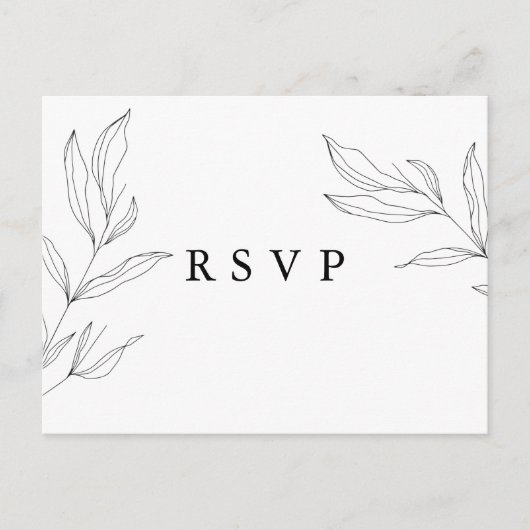 Line Art Foliage Leaf RSVP Briefkaart (Voorkant)