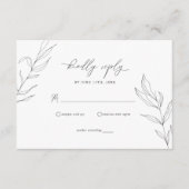 Line Art Foliage Leaf RSVP-kaart Informatiekaartje (Voorkant)