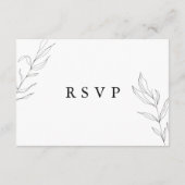 Line Art Foliage Leaf RSVP-kaart Informatiekaartje (Achterkant)
