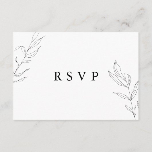 Line Art Foliage Leaf RSVP-kaart Informatiekaartje (Achterkant)