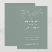 Line Art Foliage Leaf Sage Wedding Invitation Kaart (Voorkant / Achterkant)