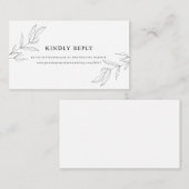 Line Art Foliage Leaf Website RSVP Informatiekaartje (Voorkant / Achterkant)