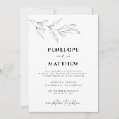 Line Art Foliage Leaf Wedding Invitation Kaart (Voorkant)