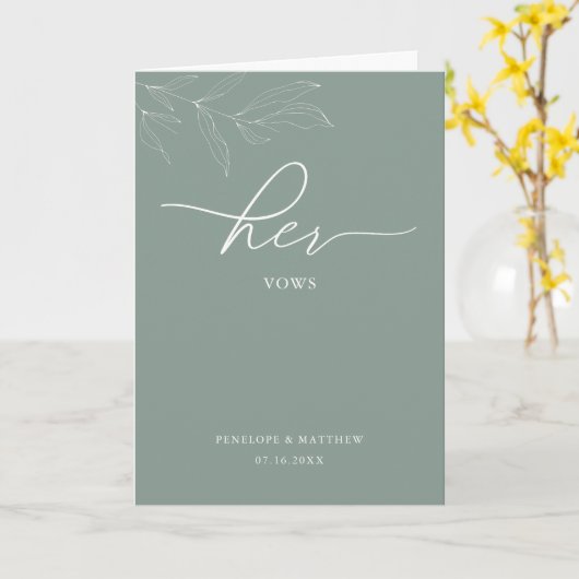 Line Art Foliage Sage her Vows Kaart (Gele Bloem)