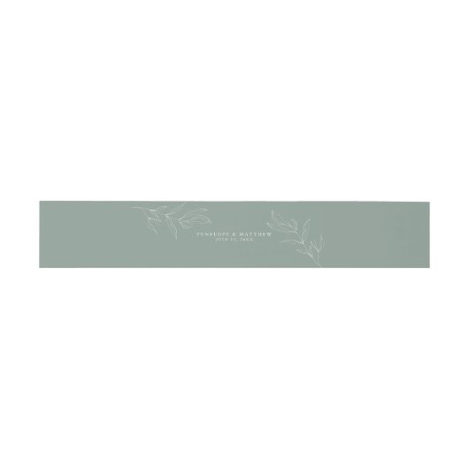 Line Art Foliage Sage Invitation Belly Band Uitnodigingen Wikkel (Vlak)