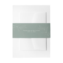 Line Art Foliage Sage Invitation Belly Band Uitnodigingen Wikkel