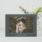 Line Art Foto Emerald Graduation Party Invitation Kaart (Staand voorkant)