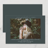 Line Art Foto Emerald Graduation Party Invitation Kaart (Voorkant / Achterkant)