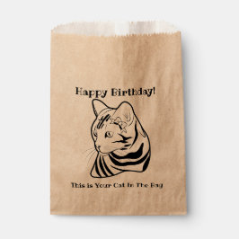 LIne Art Funny Cat 2 in de tas op maat Bedankzakje