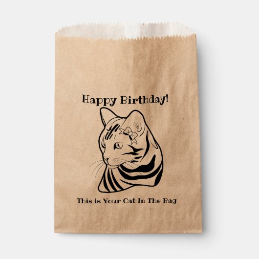 LIne Art Funny Cat 2 in de tas op maat Bedankzakje (Voorkant)