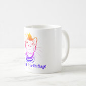 LIne Art Funny Cat gepersonaliseerd Koffiemok (Voorkant rechts)