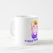 LIne Art Funny Cat gepersonaliseerd Koffiemok (Voorkant links)