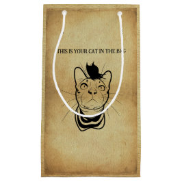 LIne Art Funny Cat in de tas op maat Klein Cadeauzakje