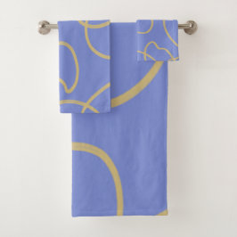 Line Art: Goud op blauw Bad Handdoek