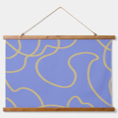 Line Art: Goud op blauw Hangend Wandkleed (Voorkant)
