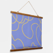 Line Art: Goud op blauw Hangend Wandkleed (Gebogen)