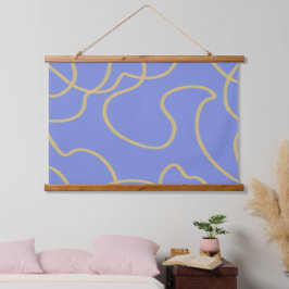 Line Art: Goud op blauw Hangend Wandkleed