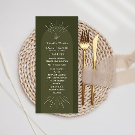 Line Art Green Botanical Wedding Menu