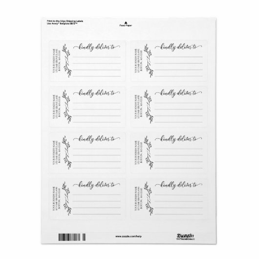 Line Art Greenery Business Kindly levert aan Etiket (Full Sheet)