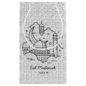 Line Art Happy EID Mubarak White Small Gift Bag Klein Cadeauzakje (Achterkant)